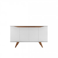 Manhattan Comfort 1027751 Tudor 53.15 Sideboard with 4 Shelves in White Matte and Maple Cream